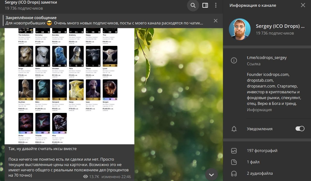 Информация о канале Sergey (ICO Drops)