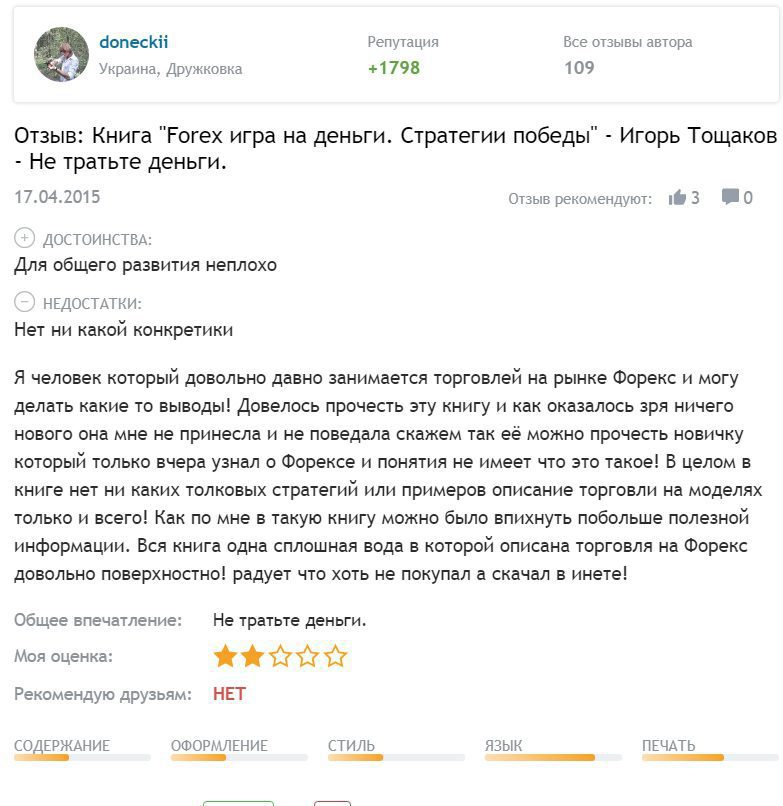 Отзывы о Игоре Тощакове