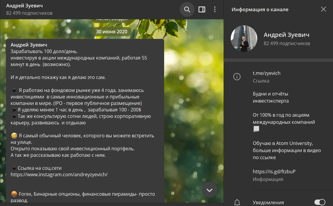 Информация о канале Андрея Зуевича