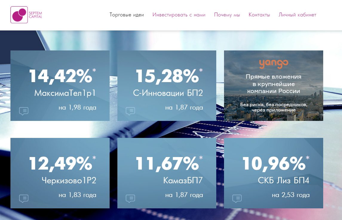 Сайт компании Септем Капитал