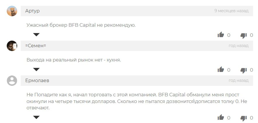 Отзывы клиентов о BFB Capital