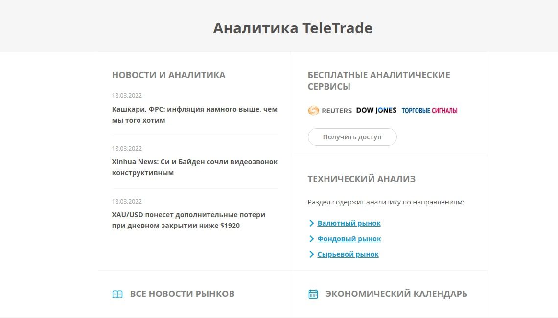 Аналитика Телетрейд