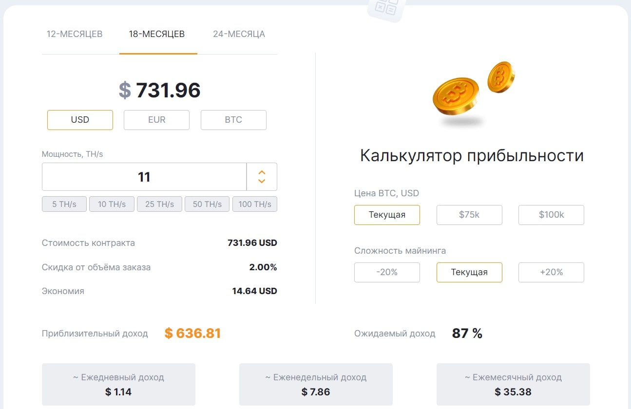Калькулятор прибыли Hashing24