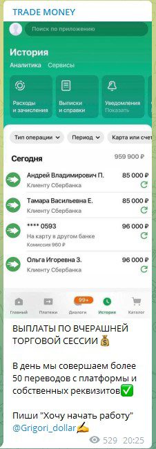 Выплаты у GRIGORI MONEY