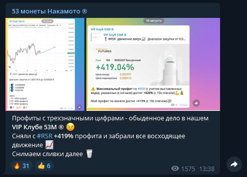 Профиты 53 монеты накамото