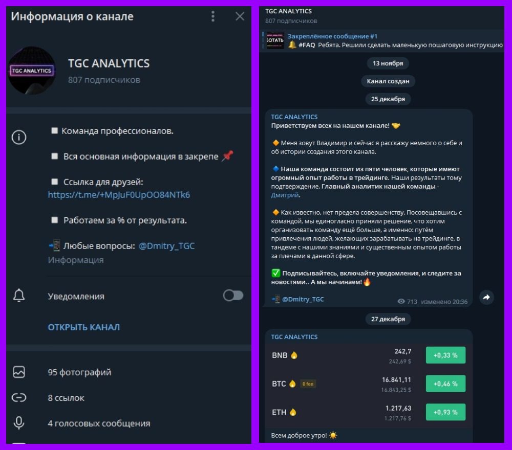 Информация о канале TGC Analytics