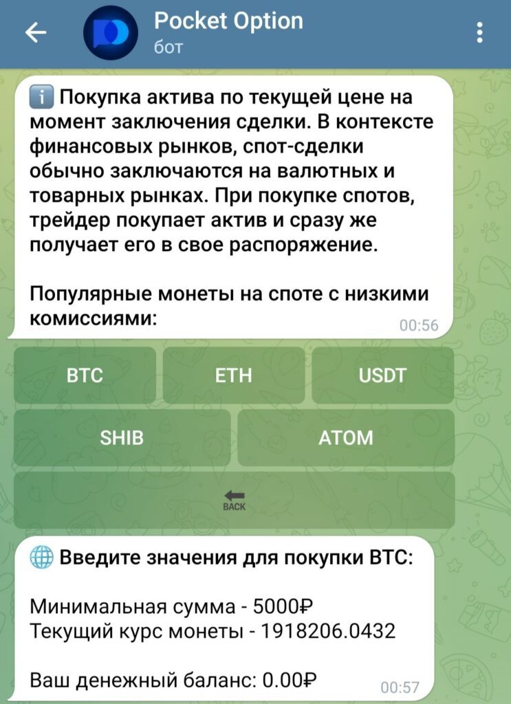 Pocket Option Bot телеграмм