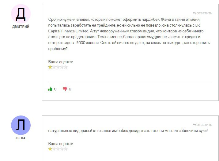 Отзывы трейдеров о LR Capital