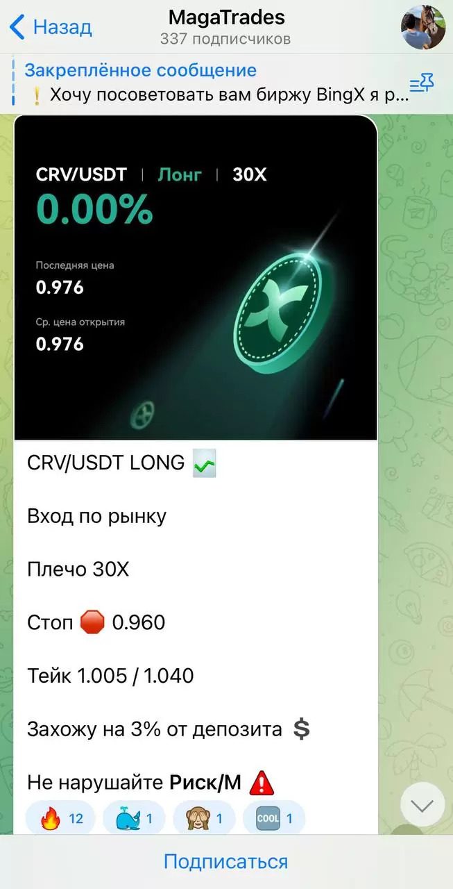 Сигналы на канале Maga Trades