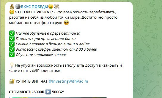 Платные услуги Investingwithvadim ВИП канал