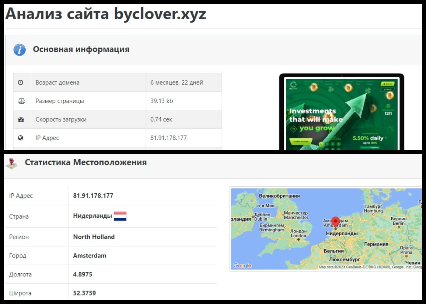 данные SEO-аудита byclover.xyz