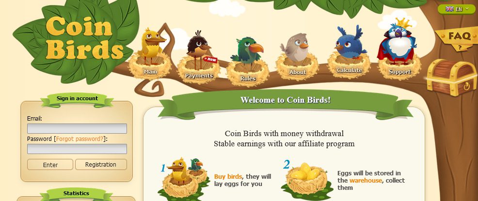 Сайт проекта Coin Birds com