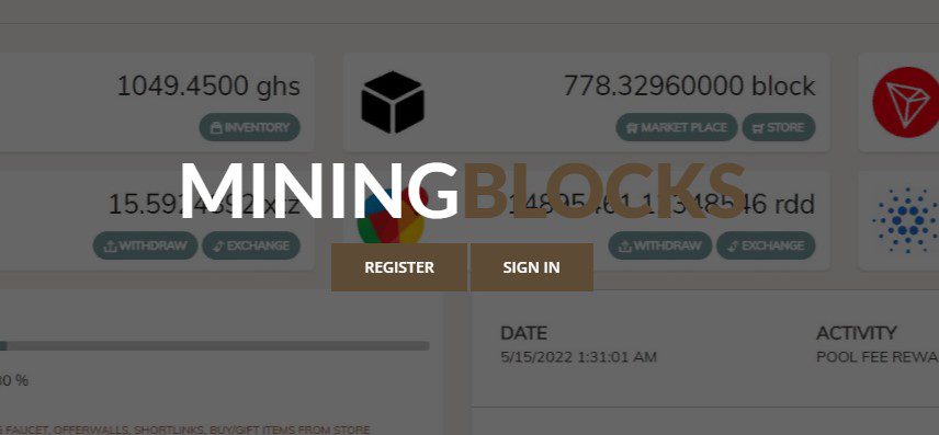 Сайт игры Mining Blocks