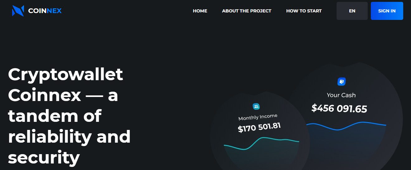 Сайт проекта Coinnex Кошелек