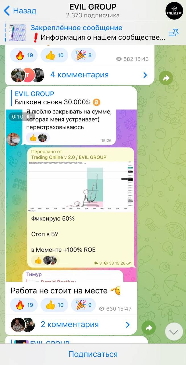 Сигналы на проекте EVIL GROUP