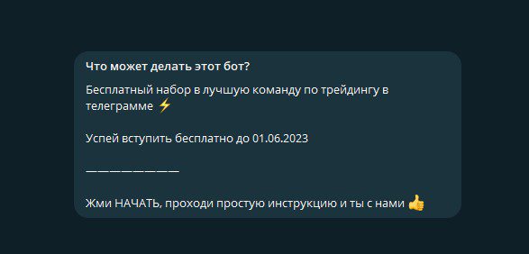 Информация о боте в Телеграм Svoytrader
