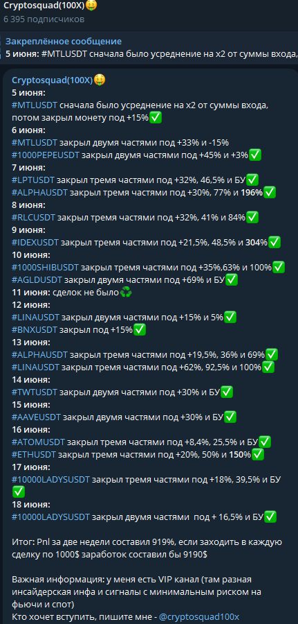 CryptoSquad 100x статистика