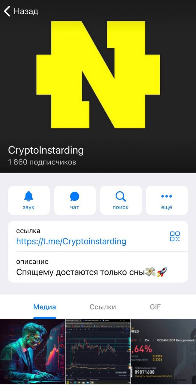 Информация о канале в телеграм Cryptoinstarding