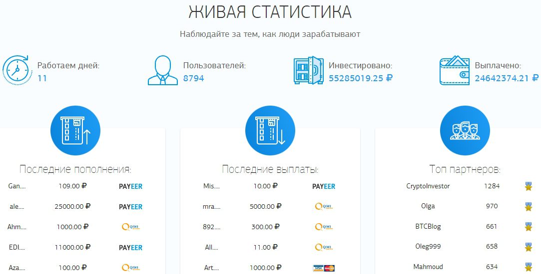 Статистика проекта Crypto Only