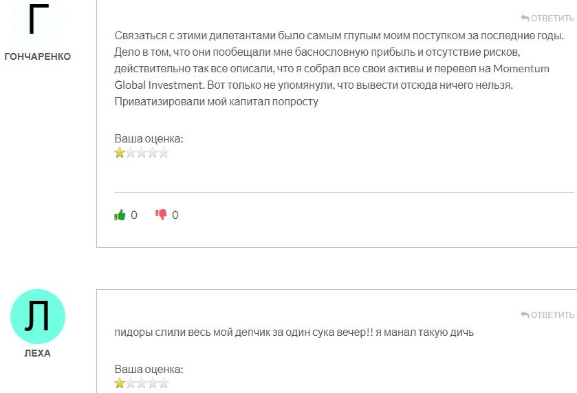 Отзывы о проекте Momentum ltd