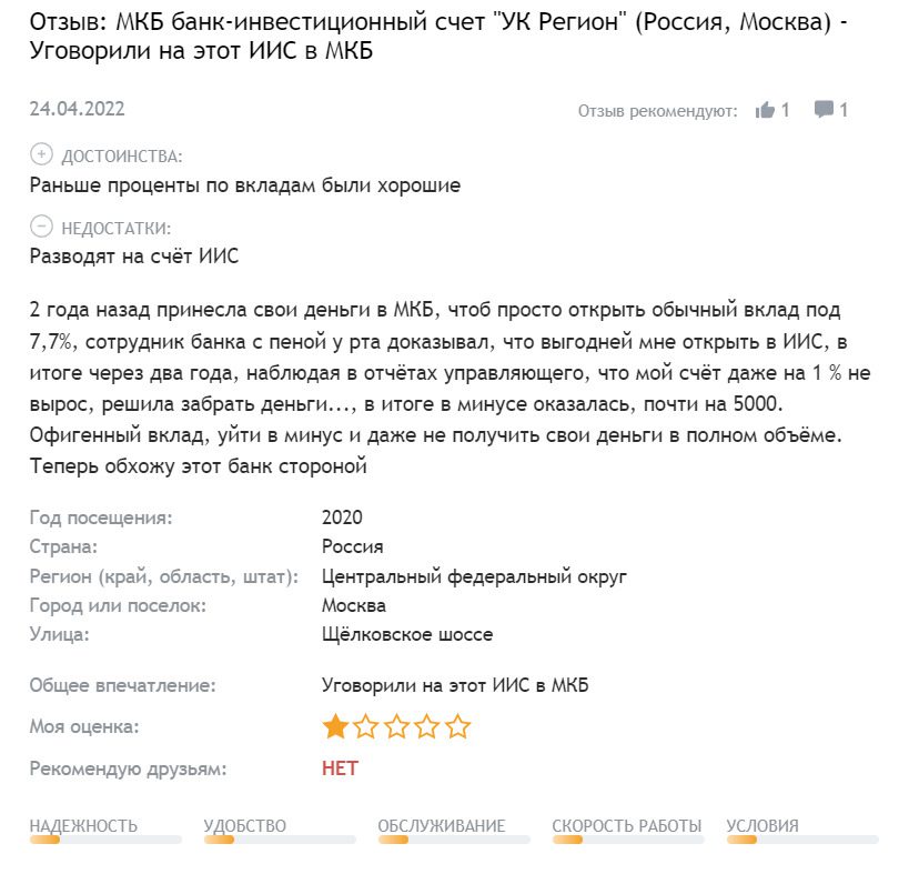 отзывы клиентов о заработке на площадке МКБ Инвестиции