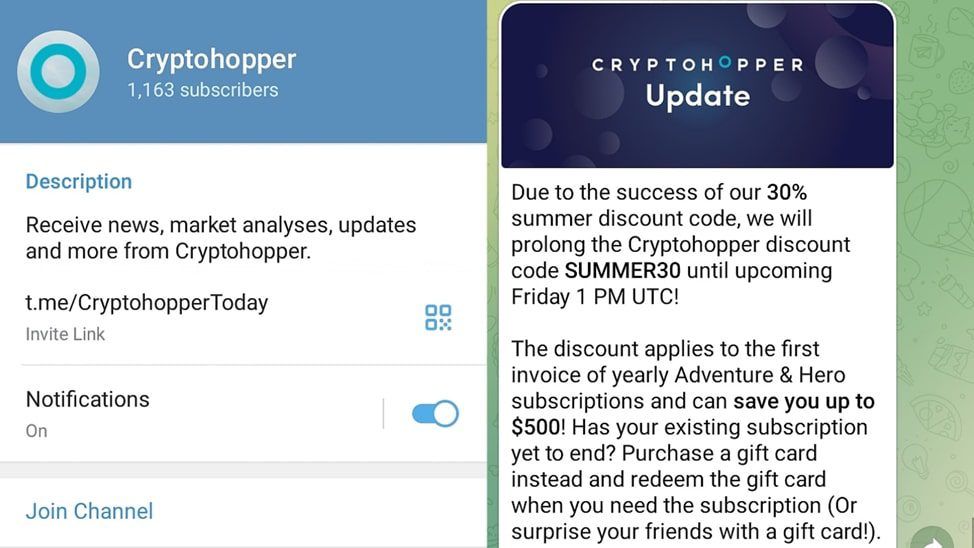 Cryptohopper телеграмм