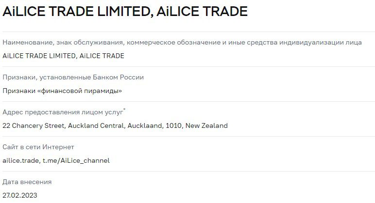 Проверка сервиса Ailice Trade