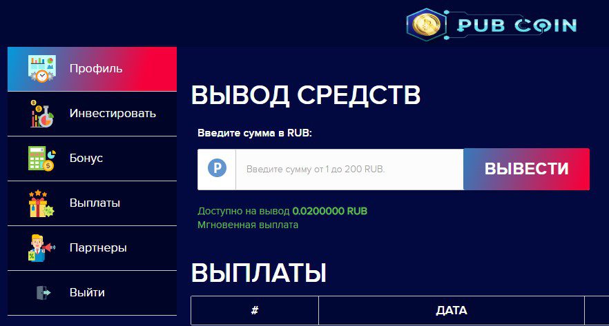 Rub Coin вывод средств