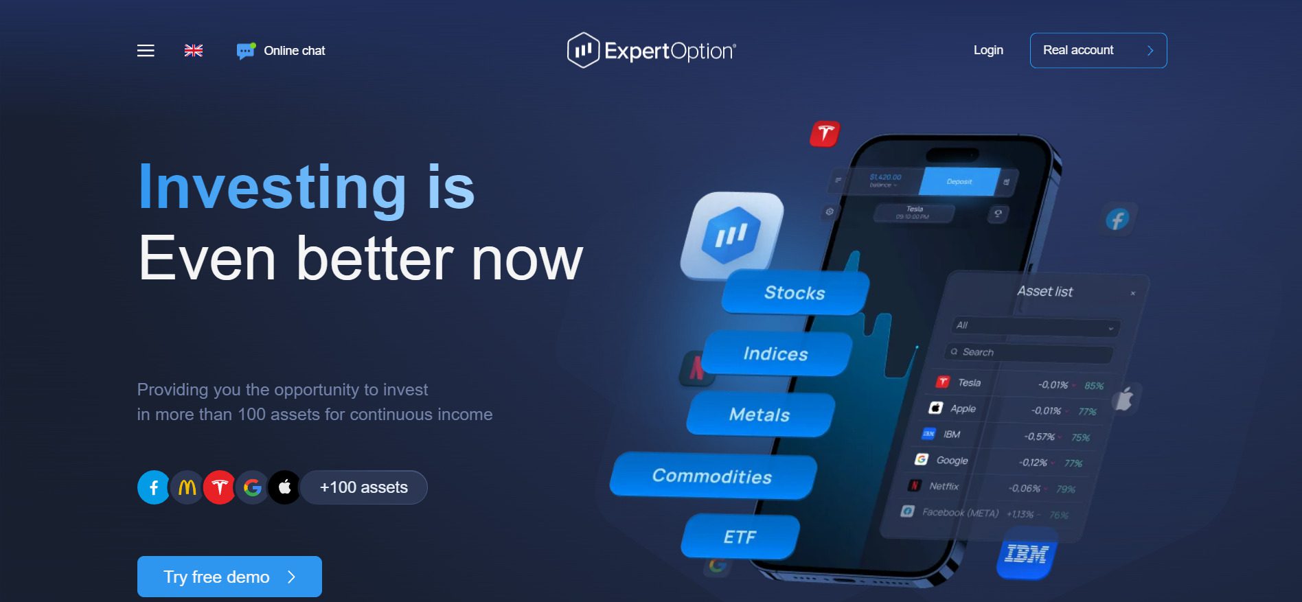 Сайт проекта Expert Option