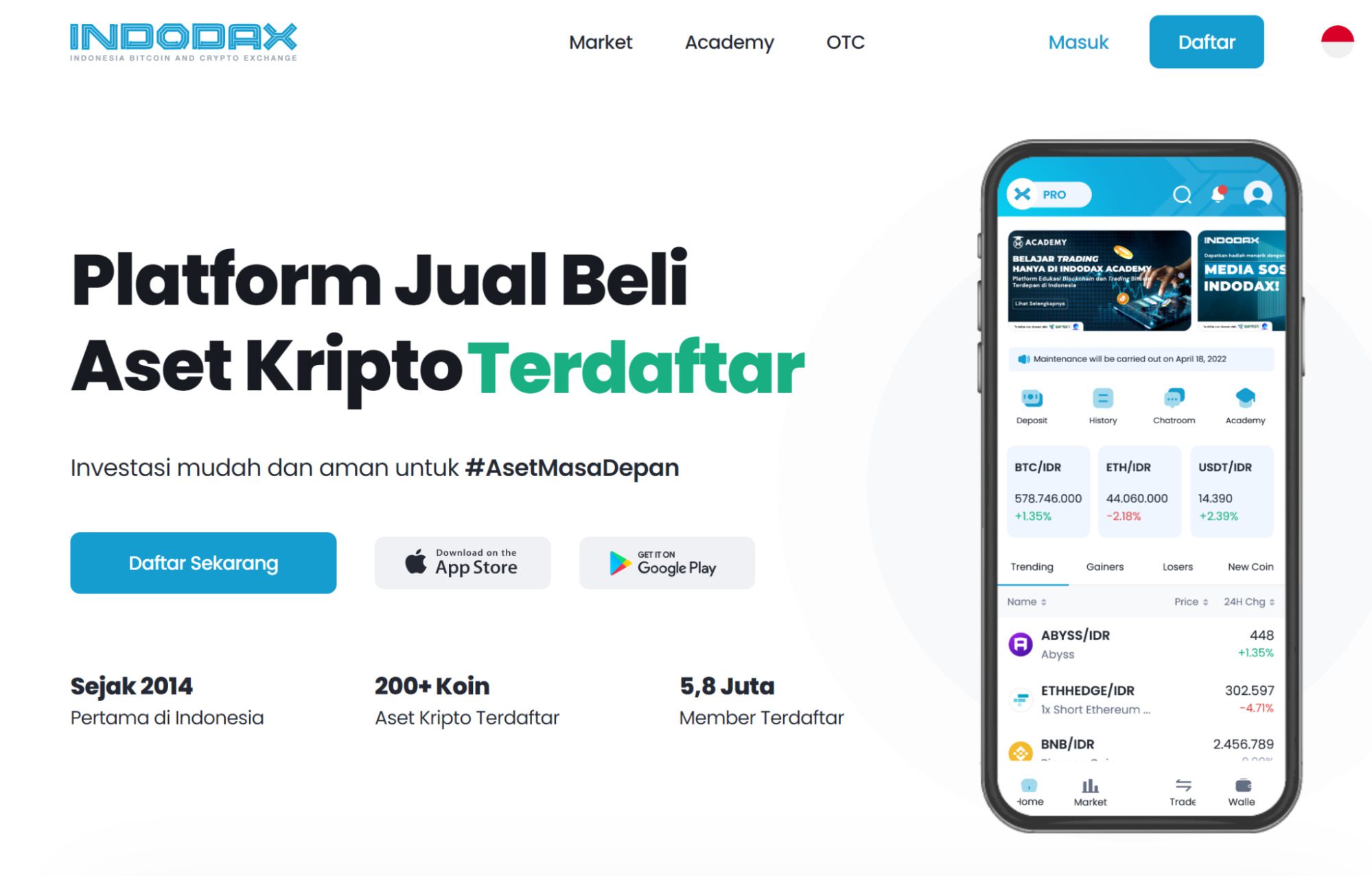 Сайт проекта Indodax