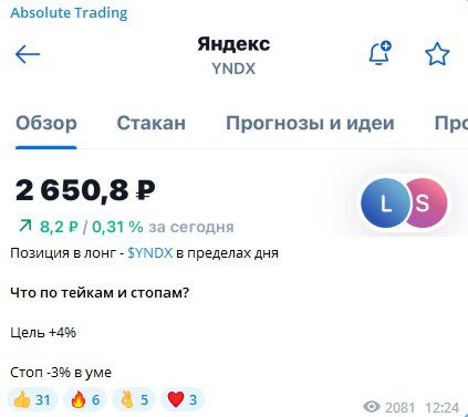 Сигналы на канале Absolute Trading 