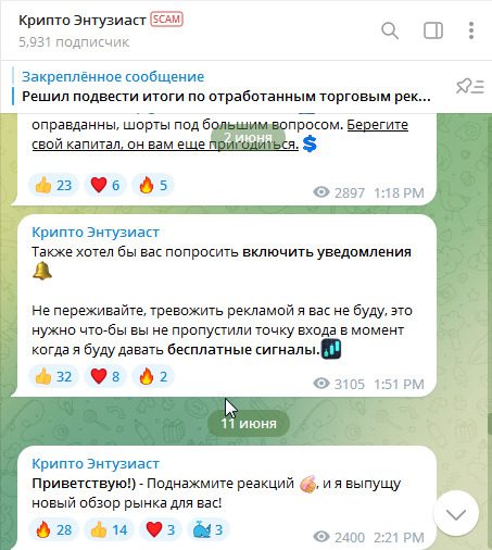 Описание алгоритма работы канала Крипто Энтузиаст