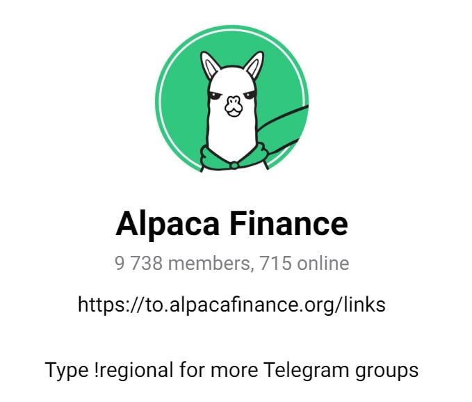 Alpaca Finance телеграмм