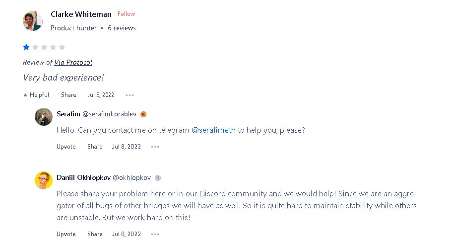 Отзывы о работе Via Protocol