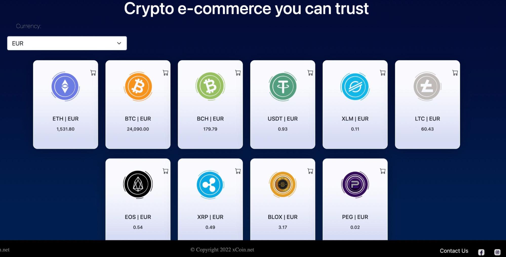 Страница магазина store.xcoin.net