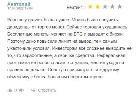 Отзывы о бирже Graviex