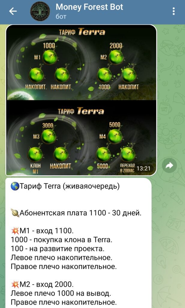 Money Forest Pro телеграм пост