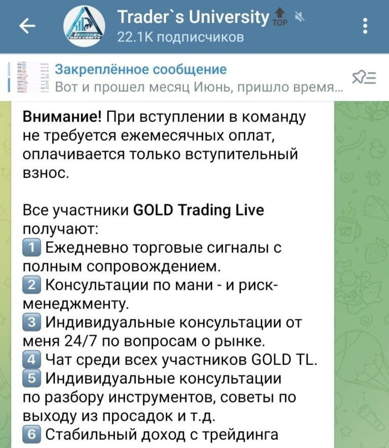 Traders University телеграмм